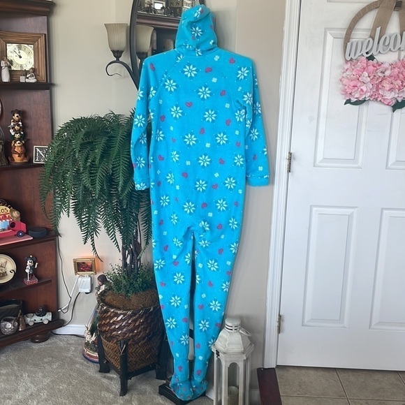 Jenni by Jennifer Moore Fleece Adult Zippered Footed Onesie Blue Hooded Pajamas - Picture 2 of 12